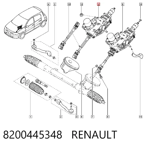 Рульова колонка 8200445348 Renault (RVI)