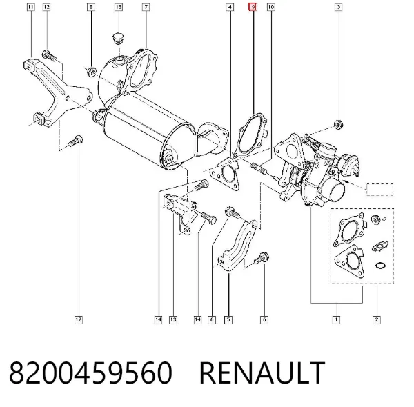Прокладка глушника 8200459560 Renault (RVI)