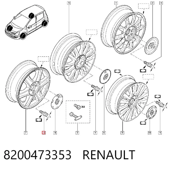 Колісний болт 8200473353 Renault (RVI)