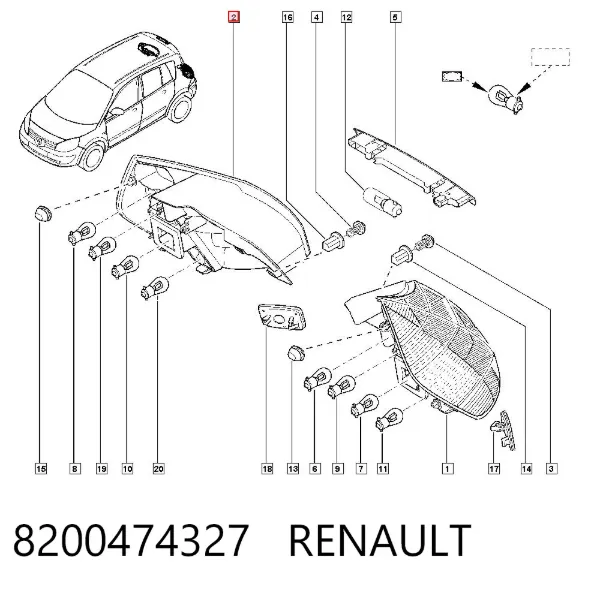 Задня права фара 8200474327 Renault (RVI)