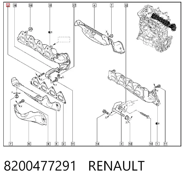 Шпилька випускного колектора 8200477291 Renault (RVI)