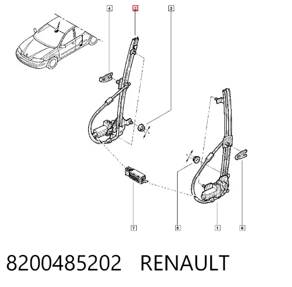 Склопідйомник передньої лівої двері 8200485202 Renault (RVI)