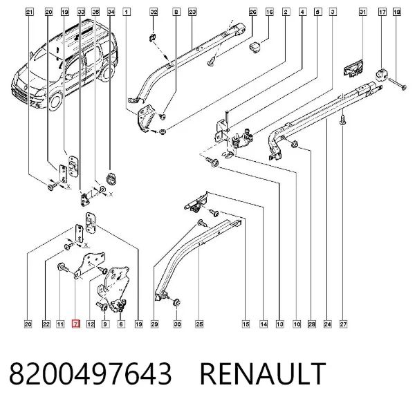 Ролик двері бічної/зсувної, ремкомплект 8200497643 Renault (RVI)