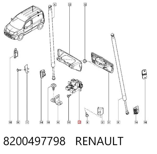 Замок багажника 8200497798 Renault (RVI)