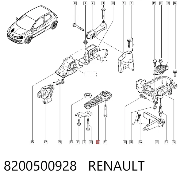 Подушка двигуна задня 8200500928 Renault (RVI)