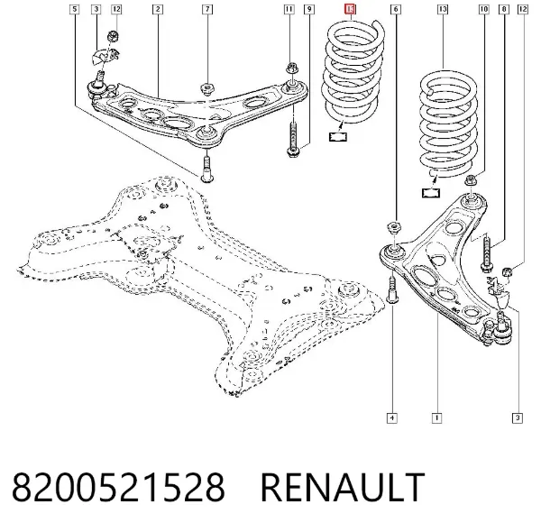 Пружина передня 8200521528 Renault (RVI)