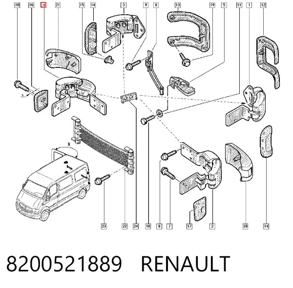 Петля задньої (двостулкової) двері, права нижня 8200521889 Renault (RVI)