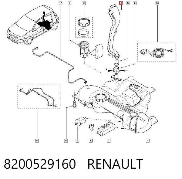 Шланг заливної горловини, паливного бака 8200529160 Renault (RVI)