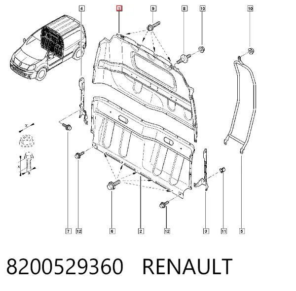 Перегородка вантажного відсіку 8200529360 Renault (RVI)