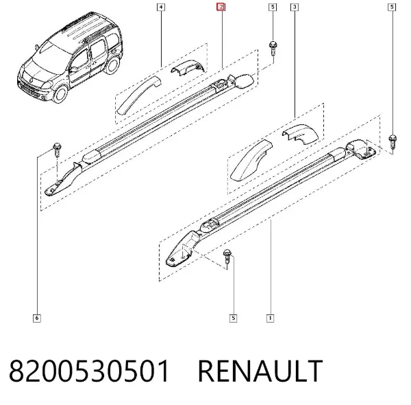 Рейлінг даху правий 8200530501 Renault (RVI)