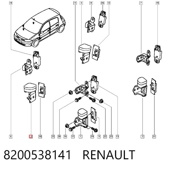 Петля передніх дверей, правої 8200538141 Renault (RVI)