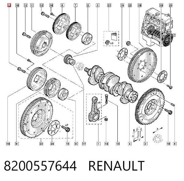 Болт колінвалу 8200557644 Renault (RVI)