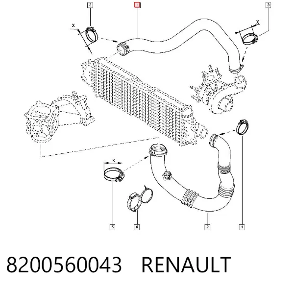 Шланг/патрубок интеркуллера 8200560043 Renault (RVI)