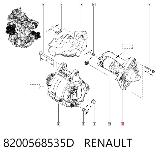 Стартер 8200568535D Renault (RVI)