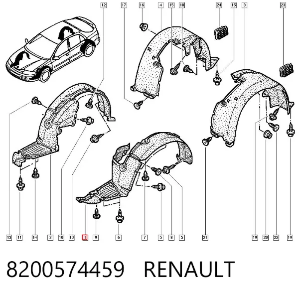Підкрилок передній лівий 8200574459 Renault (RVI)
