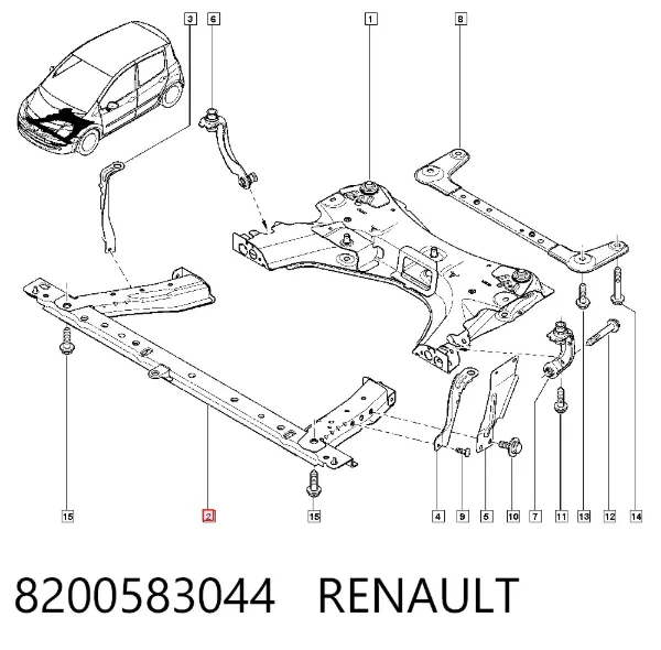 Балка передньої підвіски (підрамник), передня 8200583044 Renault (RVI)