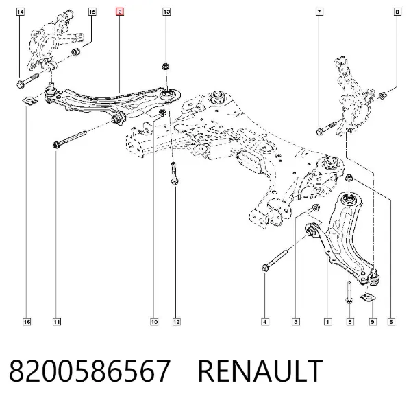 Важіль передньої підвіски нижній, правий 8200586567 Renault (RVI)
