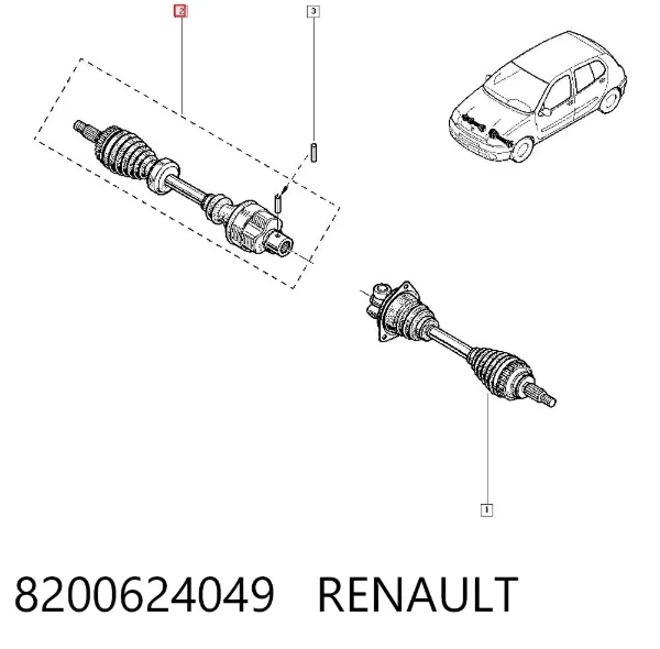 Піввісь права 8200624049 Renault (RVI)