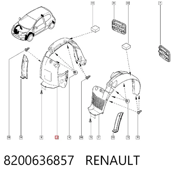 Підкрилок передній правий 8200636857 Renault (RVI)