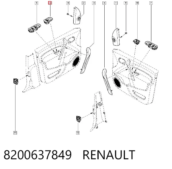 Панель-накладка блока керування склопідйомника, передня ліва 8200637849 Renault (RVI)