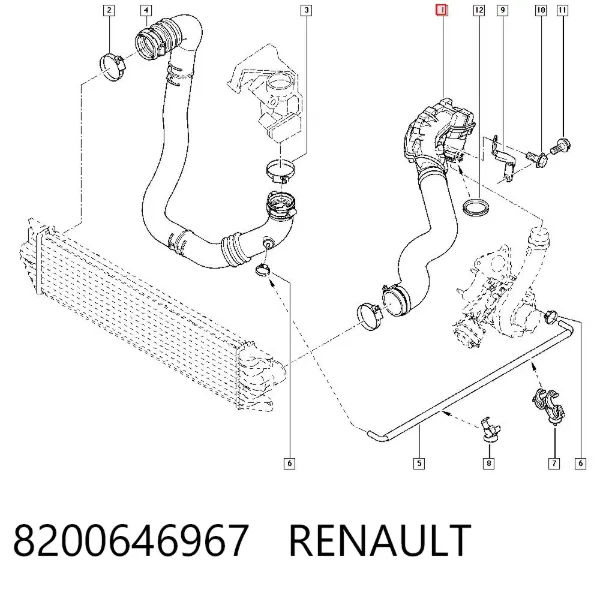 Шланг/патрубок интеркуллера 8200646967 Renault (RVI)