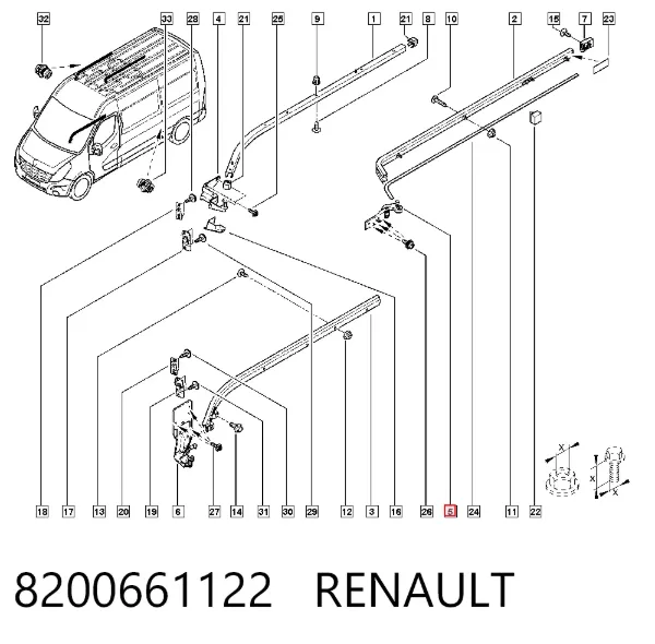 Ролик двері бічної/зсувної, правий центральний 8200661122 Renault (RVI)