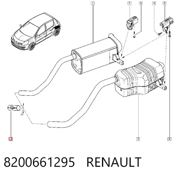 Кронштейн/хомут глушника, передній 8200661295 Renault (RVI)