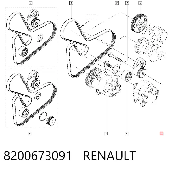 Натягувач приводного ременя 8200673091 Renault (RVI)