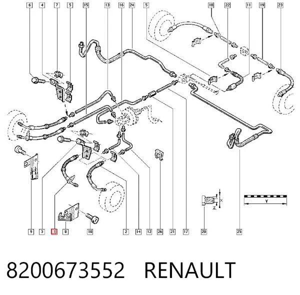 Гальмівні шланги передні 8200673552 Renault (RVI)