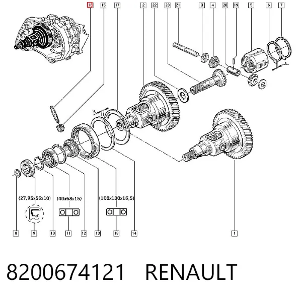 Направляюча ведучої шестерні спідометра 8200674121 Renault (RVI)
