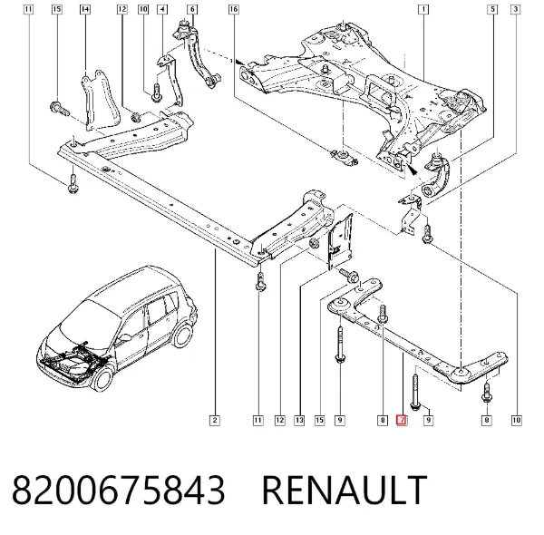 Підсилювач переднього підрамника 8200675843 Renault (RVI)