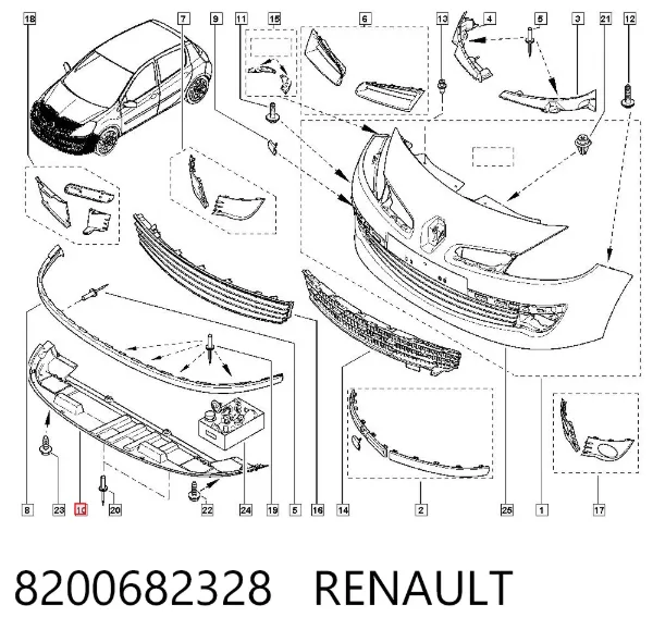 Захист бампера переднього 8200682328 Renault (RVI)