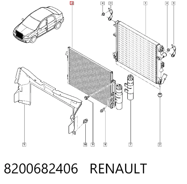 Радіатор кондиціонера 8200682406 Renault (RVI)