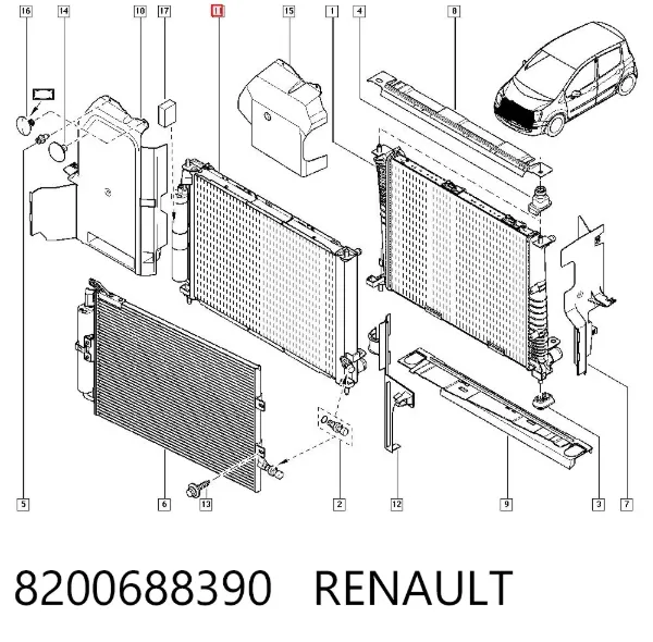 Радіатор 8200688390 Renault (RVI)