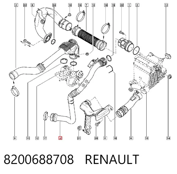 Шланг/патрубок интеркуллера 8200688708 Renault (RVI)