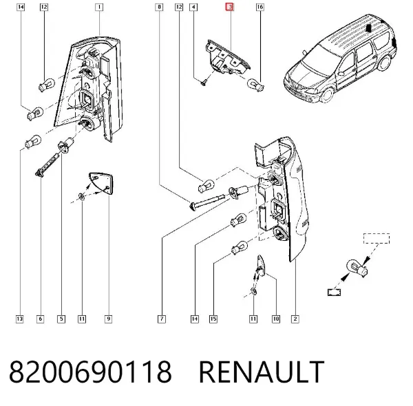 Задній стоп 8200690118 Renault (RVI)