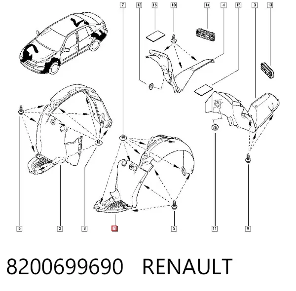 Підкрилок передній лівий 8200699690 Renault (RVI)