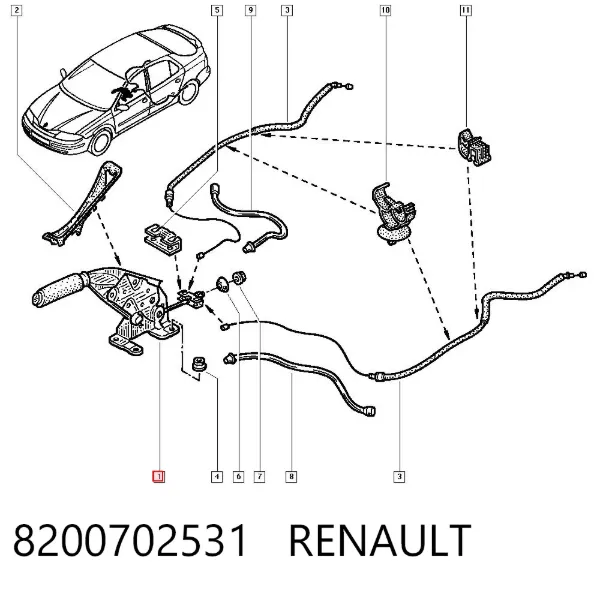 Важіль ручного гальма 8200702531 Renault (RVI)