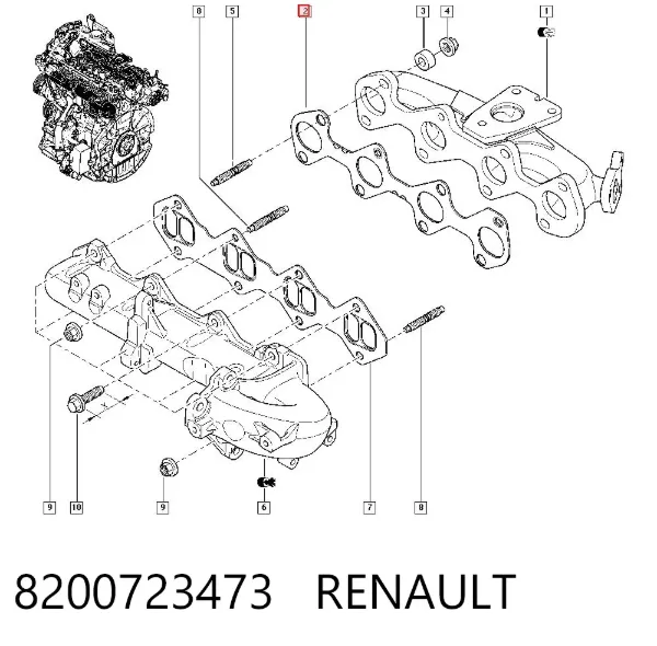 Прокладка колектора 8200723473 Renault (RVI)