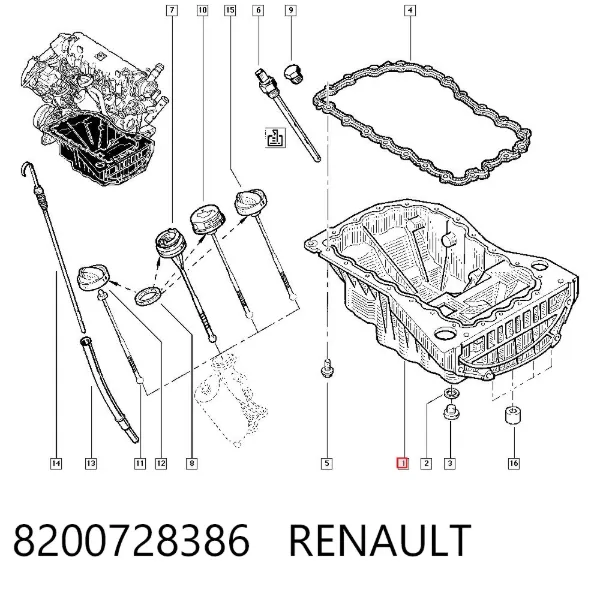 Піддон масляний картера двигуна 8200728386 Renault (RVI)
