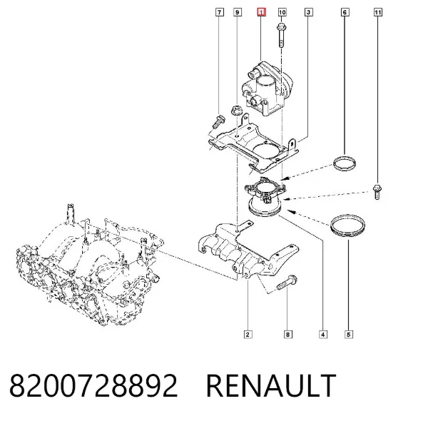 Дросільна заслінка 8200728892 Renault (RVI)