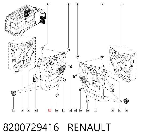 Обшивка-облицювання передньої двері, лівою, внутрішня 8200729416 Renault (RVI)