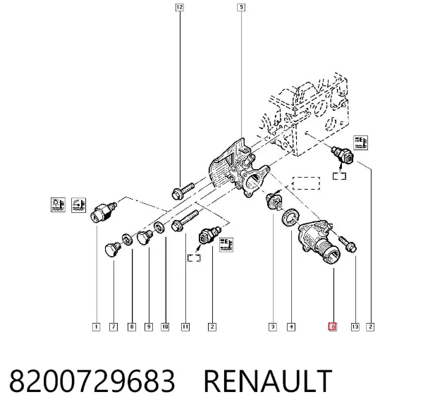 Кришка термостата 8200729683 Renault (RVI)