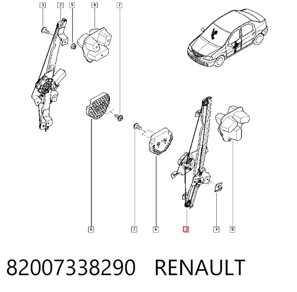 Склопідйомник передньої лівої двері 82007338290 Renault (RVI)