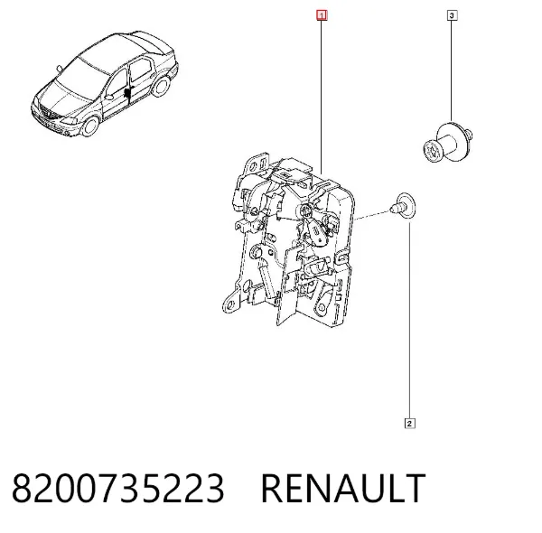 Замок передньої лівої двері 8200735223 Renault (RVI)
