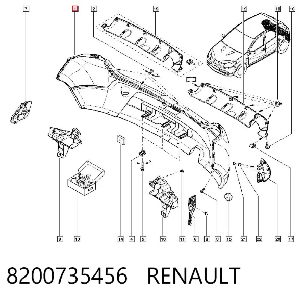 Задній бампер 8200735456 Renault (RVI)