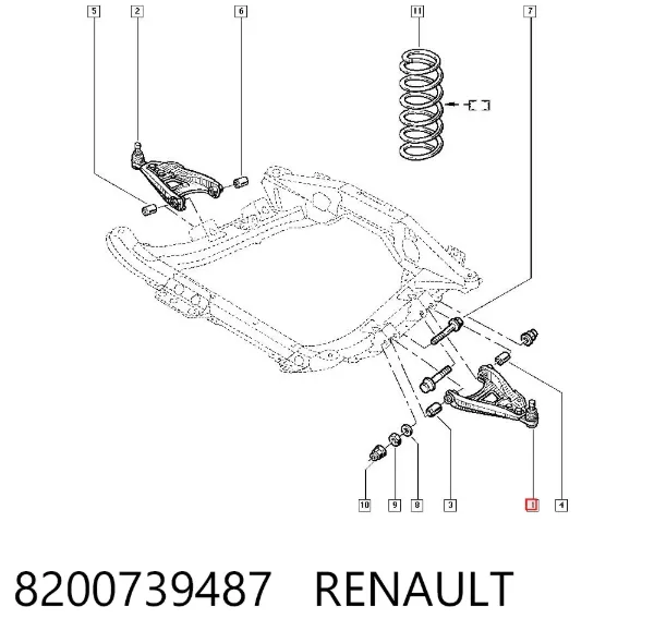 Важіль передньої підвіски нижній, лівий 8200739487 Renault (RVI)