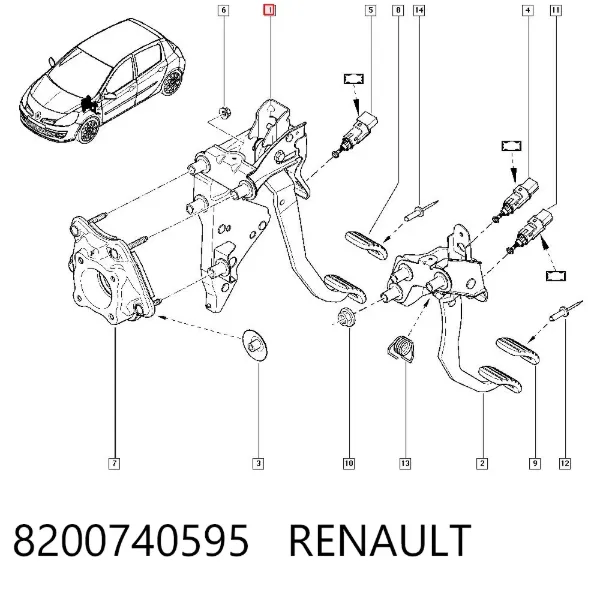 Педаль гальма 8200740595 Renault (RVI)