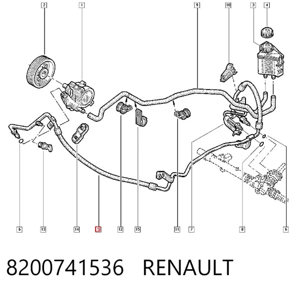 Шланг гідропідсилювача 8200741536 Renault (RVI)