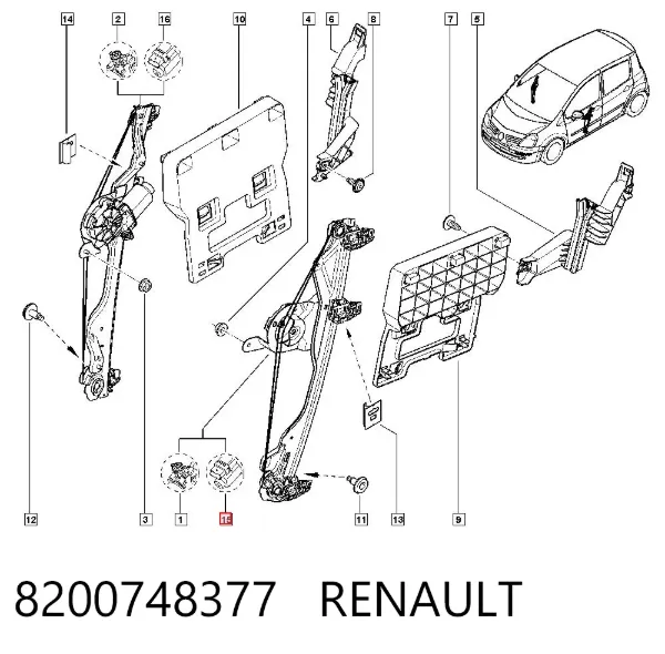 Склопідйомник передньої лівої двері 8200748377 Renault (RVI)